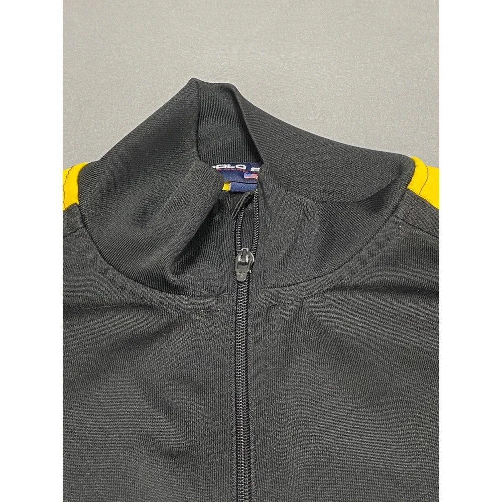 Polo‎ Sport Ralph Lauren RL-67 Track Jacket Mens XL Black Yellow Vintage 90s Zip